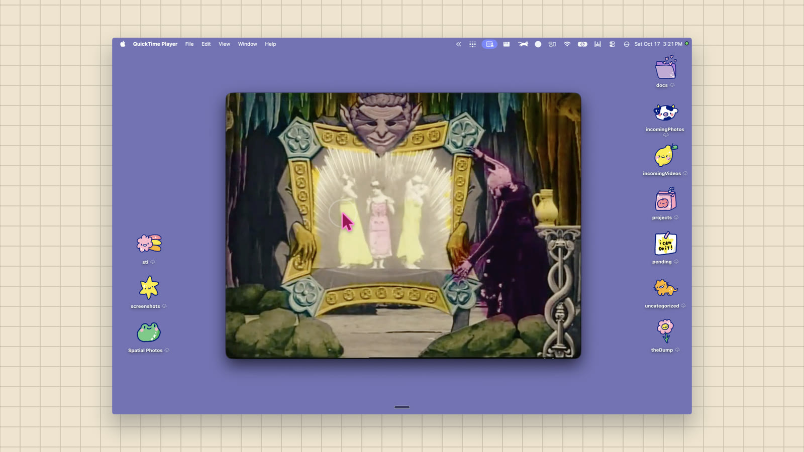 The recording on a cream color with Grid, 16:9, with square corners and a deep shadow.